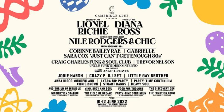 Lionel Richie, Diana Ross, 
Nile Rodgers & Chic announced for The Cambridge Club 2022